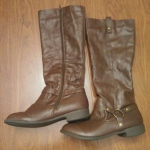 Brown knee high boots